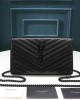 Saint Laurent Chain-strap YSL-plaque grained-leather wallet