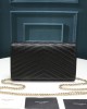 Saint Laurent Chain-strap YSL-plaque grained-leather wallet