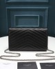 Saint Laurent Chain-strap YSL-plaque grained-leather wallet