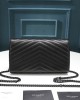 Saint Laurent Chain-strap YSL-plaque grained-leather wallet