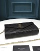 Saint Laurent Chain-strap YSL-plaque grained-leather wallet