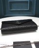 Saint Laurent Chain-strap YSL-plaque grained-leather wallet