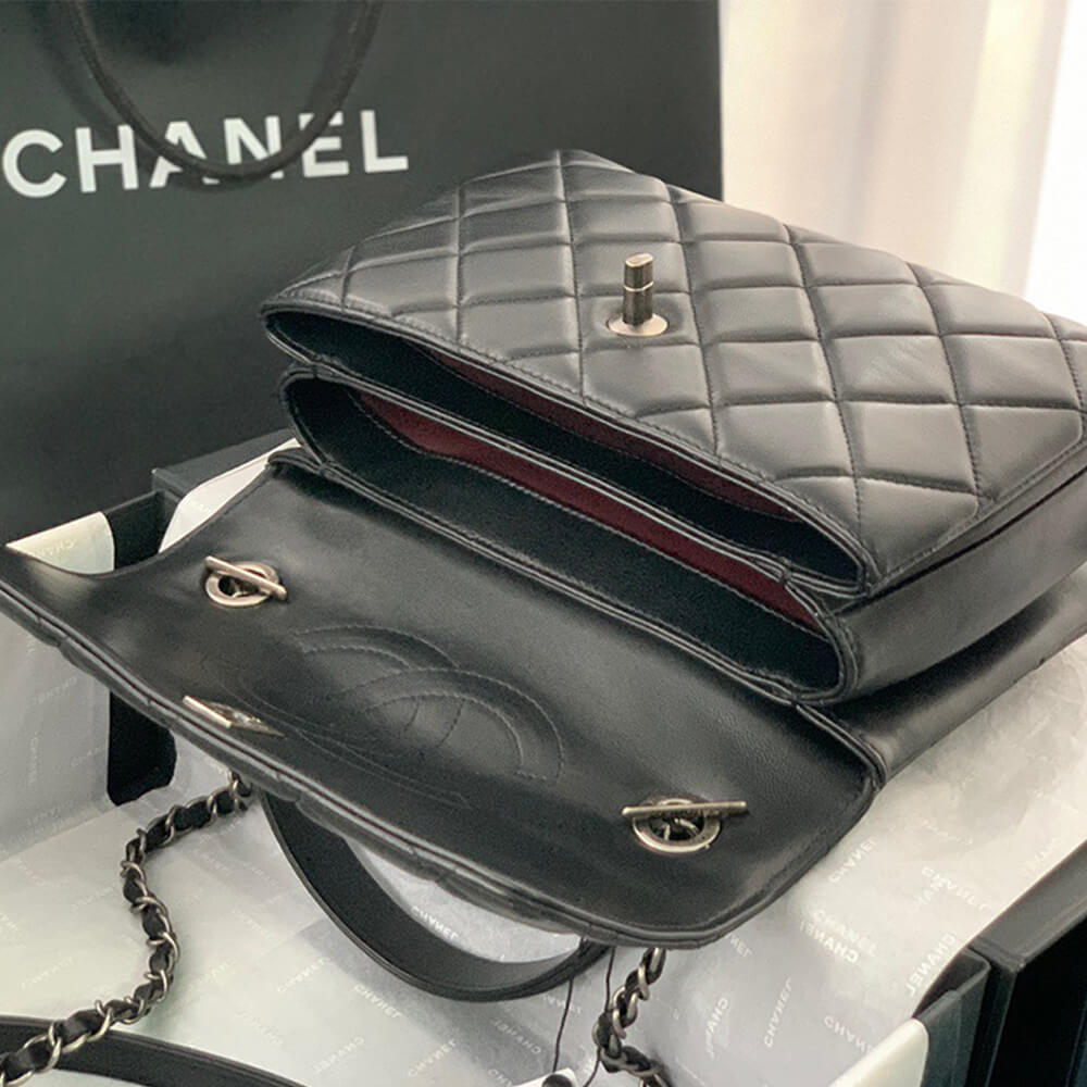 CHANEL FLAP BAG WITH TOP HANDLE