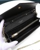 Saint Laurent Chain-strap YSL-plaque grained-leather wallet