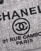 CHANEL Woven Straw Raffia Striped Medium Deauville Tote