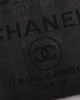 CHANEL Woven Straw Raffia Striped Medium Deauville Tote