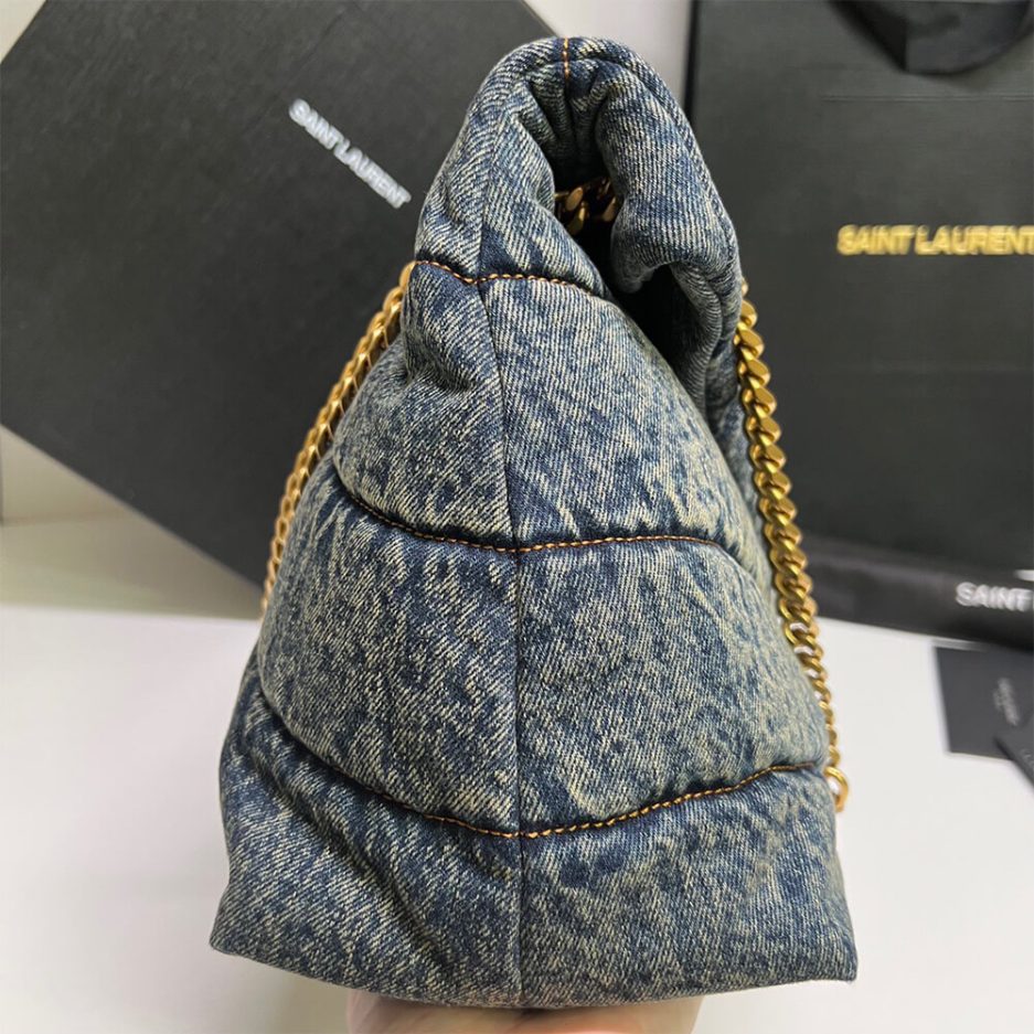 YSL PUFFER MEDIUM IN SUEDE AND DENIM