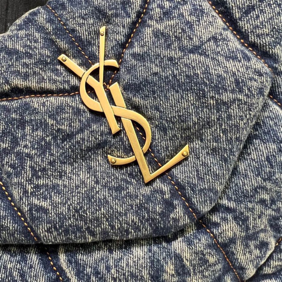 YSL PUFFER MEDIUM IN SUEDE AND DENIM