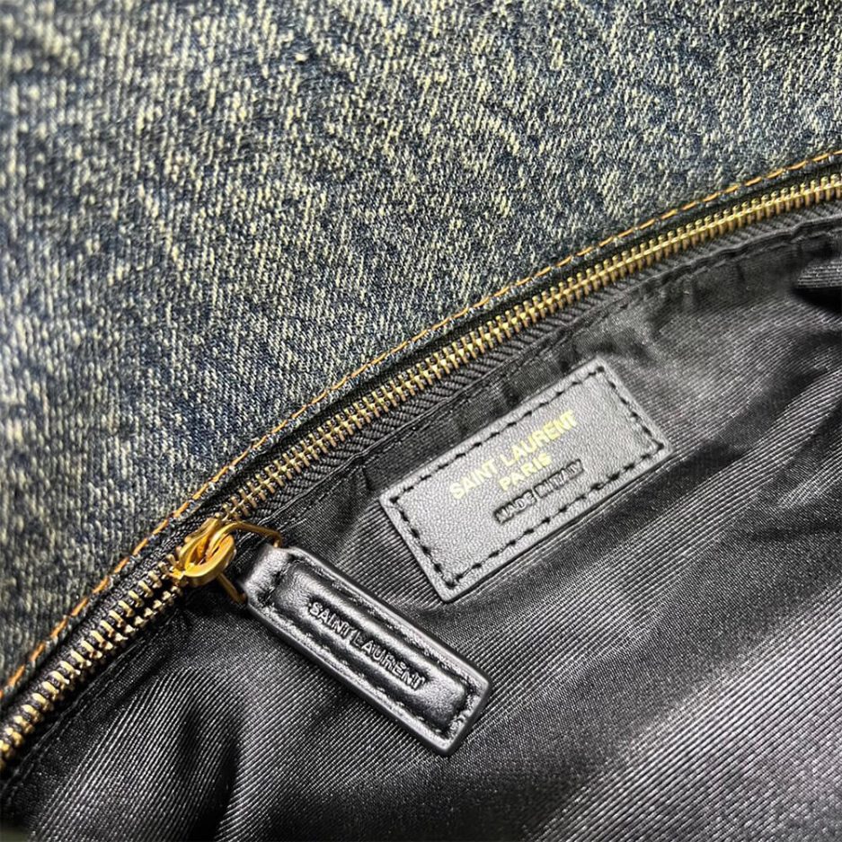 YSL PUFFER MEDIUM IN SUEDE AND DENIM